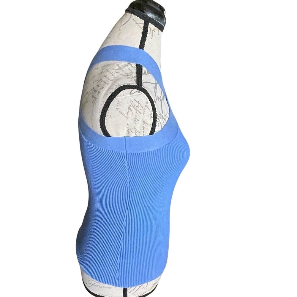 Y2k Inc International Concepts Criss Cross Top XS Tank Sculpt Knit Blue Ribbed - Picture 4 of 9